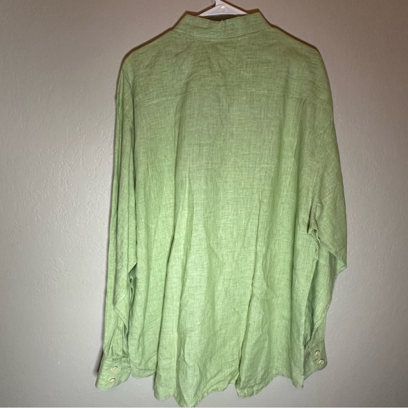 Tommy Bahama Linen Green Casual Button Down Shirt - Picture 2 of 6